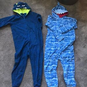 Boys fleece one piece pajamas.